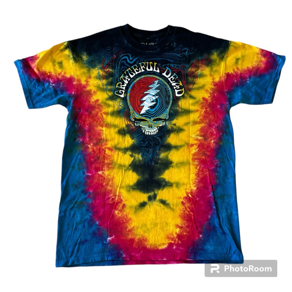Liquid blue Grateful Dead ripple tie dye shirt